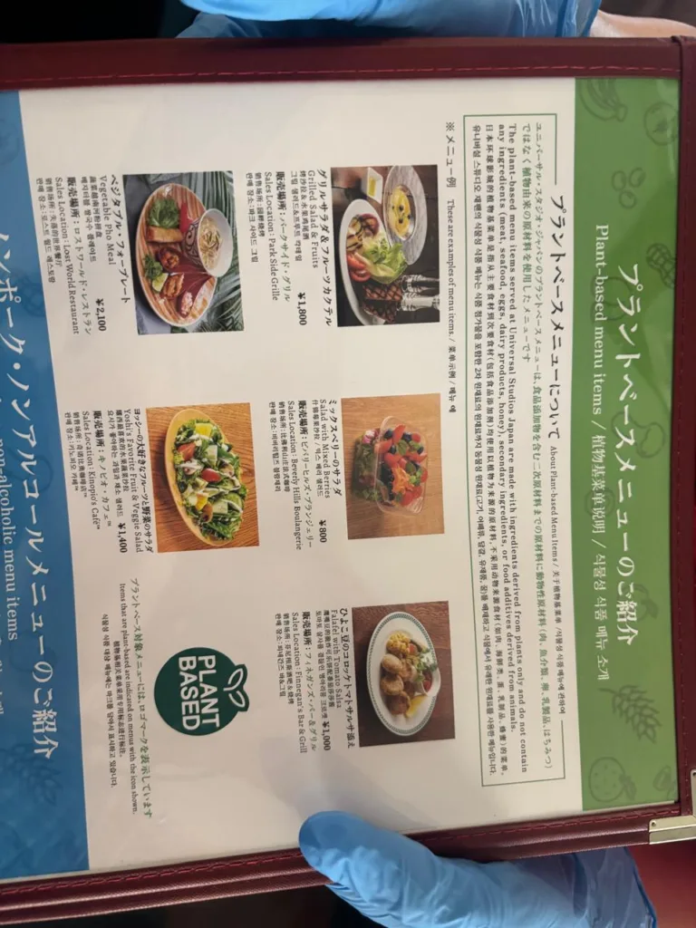 vegetarian vegan menu at universal studio japan